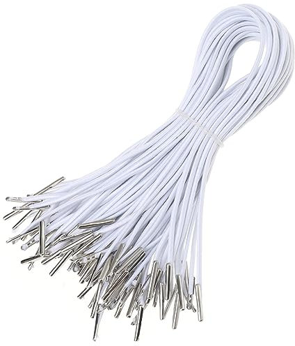 STOBOK 50pièces Cordon Élastique À Barbes Métalliques Ficelle Ronde Extensible pour Fabrication De Masques Artisanat Et Affichage Blanc