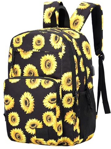 KEOFID Laptop Rucksack für Herren Damen, Großer Schulrucksack für Jungen, Mädchen und Teenager, Anti-Diebstahl Computer Rucksack, 15,6 Zoll Laptop, Handgepäck Rucksack(Sonnenblumen)