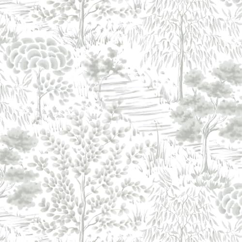 Reqfen Grey Wallpaper 41CM*3M Peel and Stick Wallpaper Forest Wallpaper Self Adhesive Wallpaper Removable Waterproof Vinyl Warp Sticky Plastic Roll Wallpaper for Bedroom Living Room Walls Cabinets