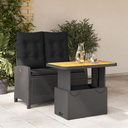 ShGaxin Set Comedor de jardín 2 pzas con Cojines ratán sintético Negro, Conjunto Mesa Y Sillas Jardin, Mesa Y Sillas Terraza, Muebles Jardin Exterior, Conjuntos De Muebles De Jardín - 3277394