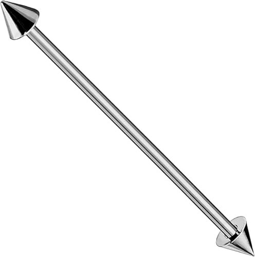 GBJUK Industrial Barbell Gerüst Piercing Stab 316L Chirurgenstahl 1,6 mm x 34 mm mit Stachelenden, Metall