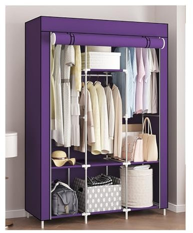 Generisch garderobenständer Kleiderschrank Garderobenschrank-Organizer mit Abdeckung tragbare Kleiderstange für Schlafzimmer mit Bezug aus Vliesstoff einfach zu montieren und robust und stabil (Far