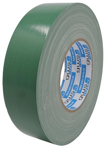 gws Premium Gewebeband, Panzertape mit exzellenter Klebkraft, UV-beständig, wasserfestes Packatape, 80 Mesh-Gewebe, Gewebeklebeband zur vielseitigen Anwendung (1, grün, 50 m x 38 mm)