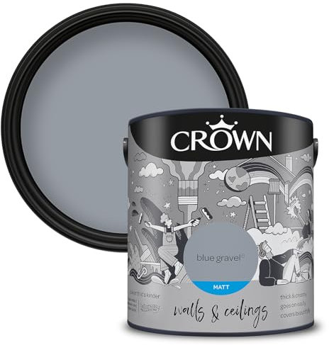 Crown Walls & Ceilings Matt Emulsion Paint, Size 2.5L, Blue Gravel