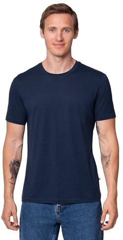 DANISH ENDURANCE 100% Merinowolle T-Shirt Herren, Atmungsaktives Unterhemd, Funktionsshirt, Dunkles Marineblau, L