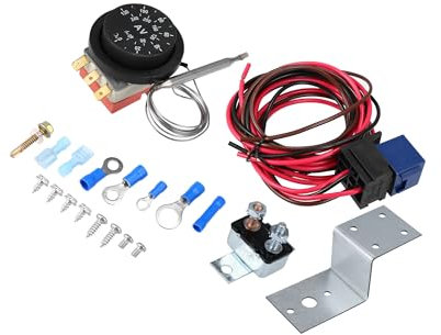 Hihaha 12V Electric Radiator Fan Thermostat Controller Wiring Relay Kit Durable Material