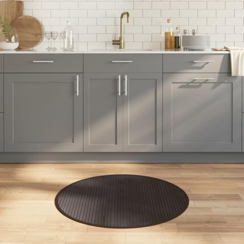 LXYZWRW Decor Teppich Rund Dunkelbraun 80cm Bambus Teppiche