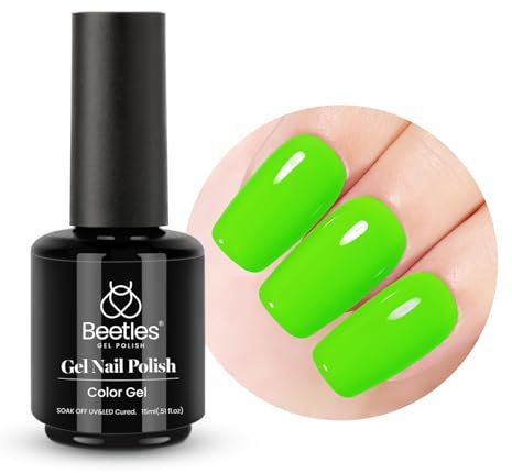 Beetles 15 ml UV Gel Nagellack Neongrün, Nagellack Neon Green UV LED Maniküre Nagelstudio DIY Gel Nagelkunst Design für Anfänger