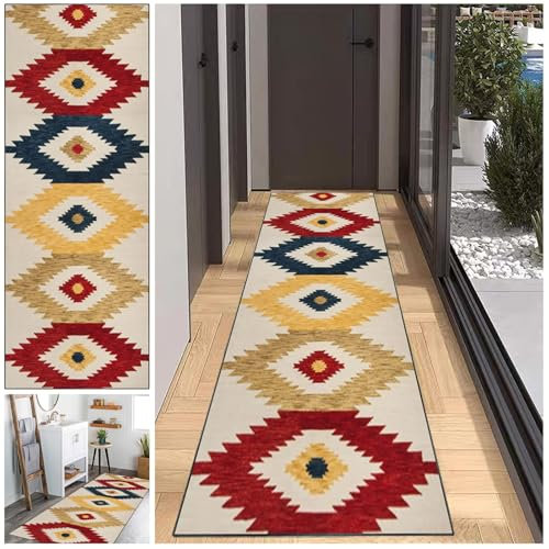 JaevKwzy Teppich Läufer Flur Küche 80 x 500 cm rutschfest waschbar Teppichläufer Lang Kücheteppich Küchenläufer Meterware Korridor Tepiche Esszimmer Schlafzimmer Wohnzimmer