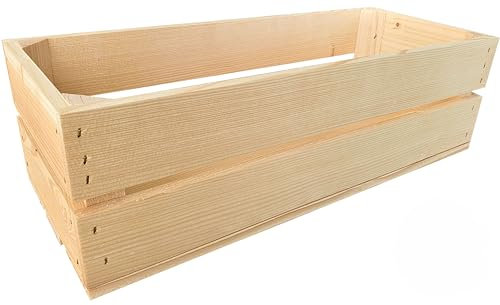 Lermowood Holzkisten Reg 50 x 20 x 15cm Natur | Dekokisten aus Holz Massive Holzkiste Regalkiste Weinkiste