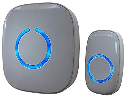 Funkklingel, Kabellose Türklingel 300m Reichweite, Wasserdicht Haustür Klingel kit mit Plug-In-Empfänger und Sender, 52 Melodien doorbell Mit LED Blitz (grau)