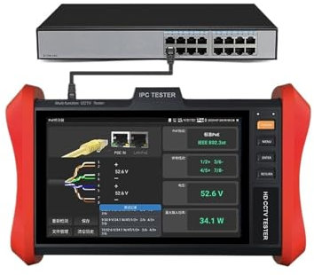 Tester TVCC, Tester CCTV Monitor da 8 4K H.265 IP 8MP AHD/TVI/CVI Strumento di test for telecamere CCTV e Tester for cavi di ingresso VGA,Tester per cavi(E88)
