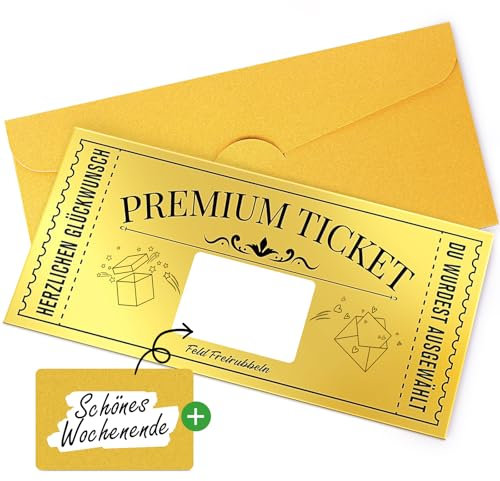 FITMITE Goldenes Ticket, Spezielle Geburtstagskarte mit Rubbelaufkleber, Geschenke für Frauen, Geschenk Idee für Freundin, Mama, Kind