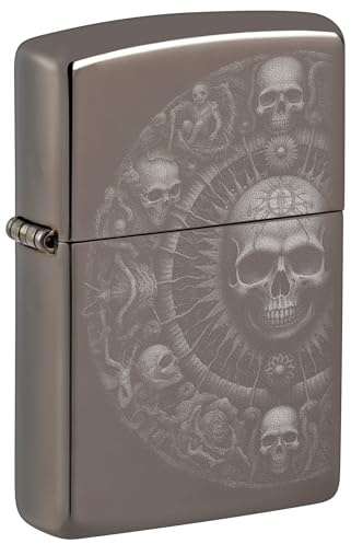Zippo Sturmfeuerzeug - Skull Mandala, Black Ice, Photo Image - Nachfüllbar - Wiederverwendbar - Windfestes Design - Geschenkbox - Made in USA
