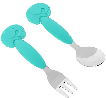 CHICAMPERA 2pièces Vaisselle Pour Silicone Cuillères Et Fourchettes Élégantes Éléphant Pour Apprentissage Des Repas Ustensiles Ergonomiques