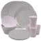 16-Piece Geometric Melamine Dinner Set | Stylish Plates, Dessert Plates, Bowls & Cups | Service for 4 | Durable & Reusable | Great for Indoor, Outdoor, Picnics & Camping