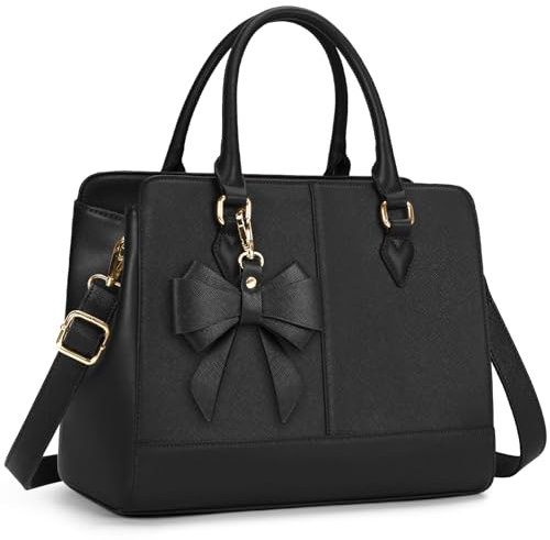 RAINSMORE Sac a Main Femme Cuir PU Cabas Femme Grand Sacs à Main Portés Épaule Tendance Sac à main Pour les Cours Lycee Fourre Tout Bandoulière Travail 13 Pouces Noir