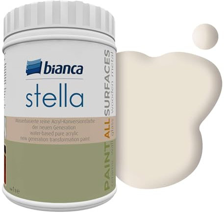 Bianca Stella Vernice per mobili premium senza carteggiatura per cucina e bagno, Beige marmo, Lucido, 1000ml, a base acquosa, vernice acrilica per tutte le superfici, legno, piastrelle, metallo