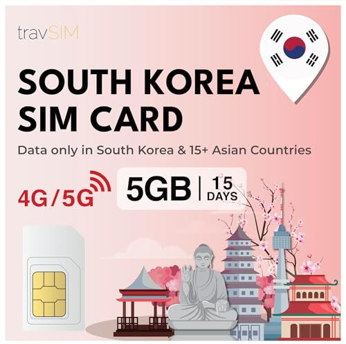 travSIM SIM-Karte für Südkorea | 5GB Mobile Daten | Verwenden Sie Voip-Apps wie Whatsapp und Messanger, um nachrichten zu versenden, anrufe zu tätigen | Der SIM-Karte für Südkorea ist 15 Tage gültig.
