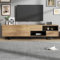 VSOGA Armoire basse pour TV, plusieurs fonctions de rangement, panneau de particules couleur bois, espace de rangement ouvert avec compartiments d'échelle, peut contenir des téléviseurs jusqu'à 70