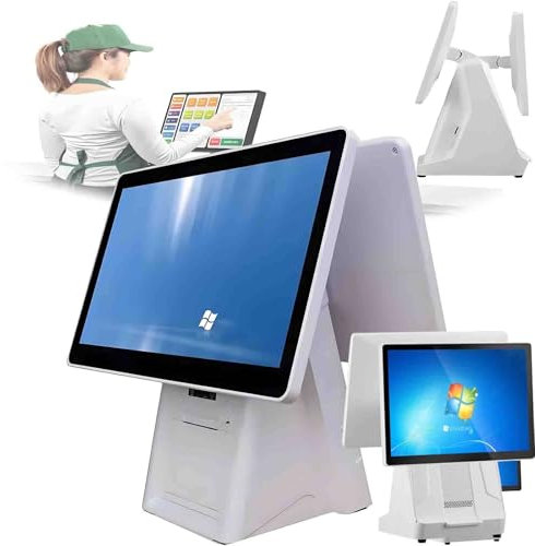 Registrierkasse mit Drucker und WLAN, Belegdrucker, Windows Commerce-Registrierkasse, Laden-POS I5 1366 x 768 Auflösung SSD 64 GB Touch-Registrierkasse für Restaurant, Lebensmittelgeschäft