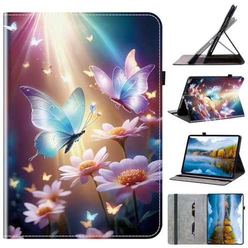 Ufgoszvp Funda para tablet Huawei MatePad SE 11 2024, a prueba de golpes, ligera, de piel, con función atril plegable, funda inteligente protectora para Huawei MatePad SE 11 2024, flores de mariposa
