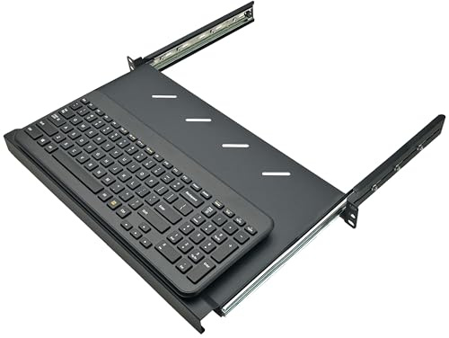 Electriduct 1U Keyboard Tray - Fully Extendable Universal 19 Rack Mount Sliding Shelf for Network Equipment Server Cabinet Enclosure 3-Rail System, Includes Mounting Hardware - 10.8 Deep