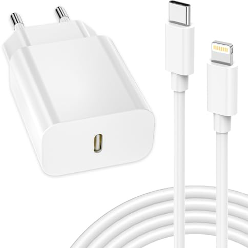 Chargeur Rapide pour iPhone 14/13/12/11/ Pro Max/XS/SE/X/iPad, 20W Chargeur USB C Rapide Chargeur iPhone Prise USB C Adaptateur Secteur Chargeur Rapide et Câble USBC vers Lightning 2M [Certifié MFi]