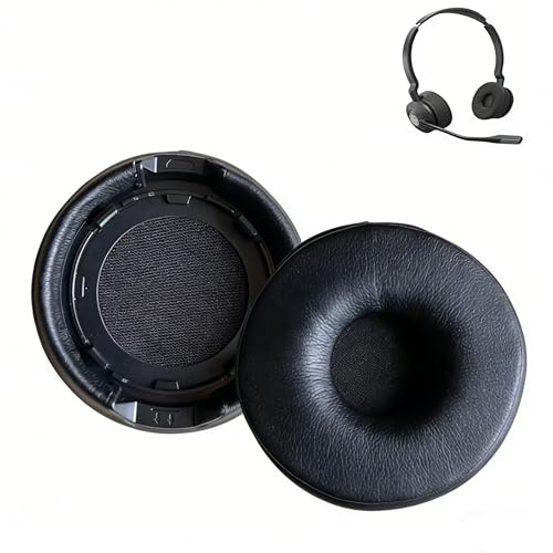 INF 2er-Pack Ohrpolster aus schwarzem Proteinleder für Jabra Engage 55/65/75 – Weiche, atmungsaktive Ersatzpolster für verbesserte,Werkzeuglose Installation für klare Anrufe und Musik