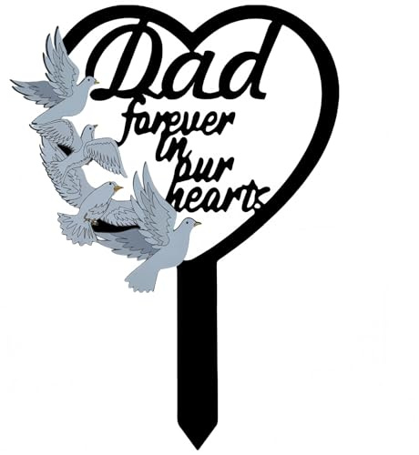 Piquet Commémoratif Métal Cœur pour Papa,Marqueurs de Tombe Imperméables,Décoration Funéraire Extérieur,Cadeau Commémoratif pour Cimetière,Piquet de Jardin Étanche,Plaque Condoléances