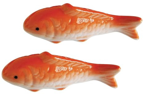 VALICLUD Keramik Ornamente 2 Stück Porzellan Fischfiguren für Gartenteiche und Aquarium Zubehör mit Realistischem Design