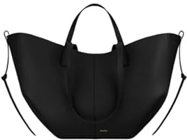 CORIOS Damen Handtasche Flügeltasche Cyme Rindsleder Schultertaschen Eimer Taschen Große Kapazität Tragetasche Elegant Tote Beutel Henkeltaschen 2pcs für Reise Arbeit Shopper Alltag Schwarz S