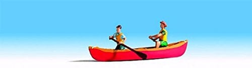 NOCH Kanu, Mini-Deko für Modellbau und DIY Projekte, mit 2 Kanufahrer-Figuren, ideal für H0 Maßstab