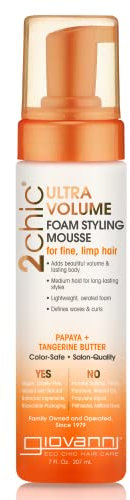 Giovanni Cosmetics 2chic Ultra Volume Tangerine and Papaya Butter Foam Styling Mousse, 7 oz