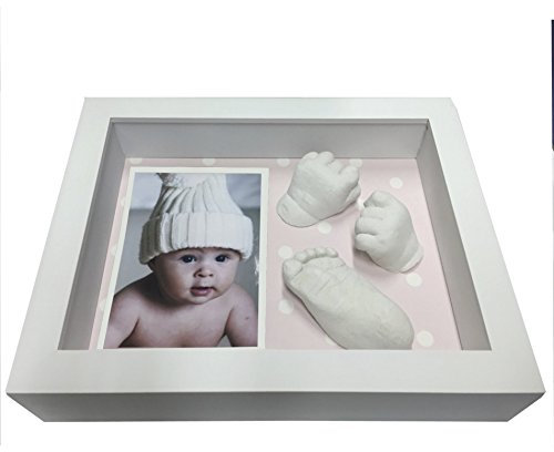 3D Baby Abformset und Bilderrahmen für Foto,alle materialien enthalten,Rose mit Polka-Punkten