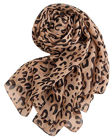 Forever Angel Luxus Damen Georgette Seidentuch 100% Seiden-schals Stola Halst¨¹cherr Leopardenmuster Ma?e 78.7X25.6 / 200cmX65cm