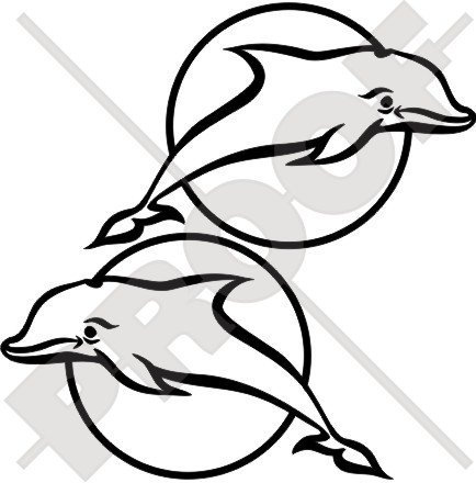 Dolphin Dauphin Delfin 20,3 cm (Verlaufsfilter) Bumper Sticker, Aufkleber Vinyl X2–22 Farben zur Auswahl