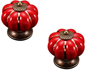 2 Pack Lovely Cartoon Pumpkin Knobs for Door,Drawer,Cabinet,Wardrobe (Red)