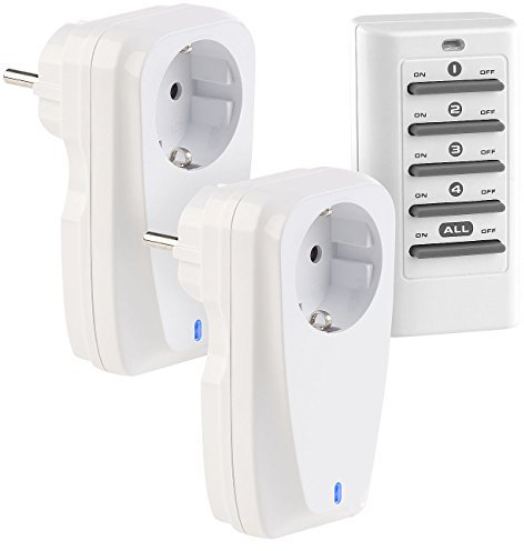 revolt Steckdose Fernbedienung: 2er-Set Funksteckdosen mit Fernbedienung, bis 16 A, 3.680 Watt (Zeitschaltuhr mit, Funksteckdose mit Zeitschaltuhr, Schalter)