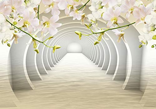 wandmotiv24 Fototapete Tunnel Blumen, XL 350 x 245 cm - 7 Teile, Wanddeko, Wandbild, Wandtapete, Wasser, 3D M3934