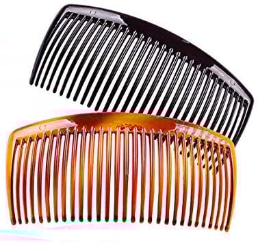 Fodattm 4PCS Black and Brown Hair Side Comb with Teeth French Hair Accessories Hair Clip Clamp for Women Men (4 inches - 29 teeth)