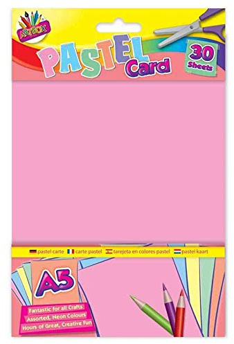 ART BOX 30 Sheets A5 Pastel Card Assorted Colours