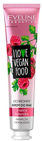 Eveline Cosmetics Crema Mani I Love Vegan Food Lampone e Coriandolo - Formula Biolipidica Protettiva e Levigante 50ml