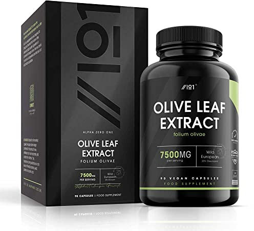 Olive Leaf Extract Capsules - 7,500mg - Wild European 20% Oleuropein, 90 Vegan Capsules - No Additives — Non-GMO, Gluten Free, Halal.