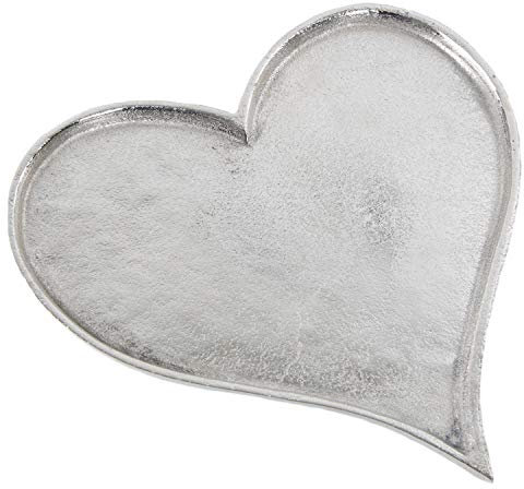 Logbuch-Verlag Herz Tablett Schale Metall Silber 23 cm Geschenk Hochzeit Geburtstag Valentin Muttertag Herzform