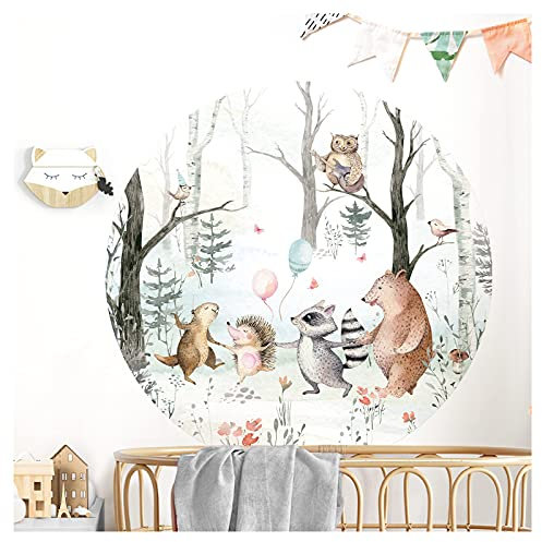 Little Deco Wandtattoo Kinderzimmer Wandsticker Tiere Wald I Wandbild 120 x 120 cm (BxH) I Wandaufkleber Spielzimmer Mädchen Junge Wanddeko Baby Poster DL635