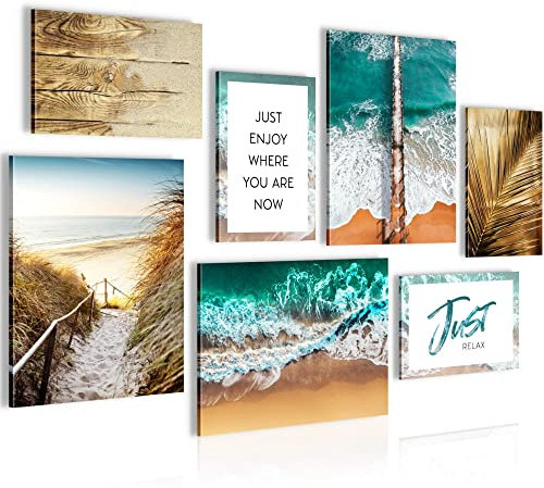 Quadros - Completamente Pronto Da Appendere - Immagini - Mare - 7 Pezzi Set Moderni - N019871a