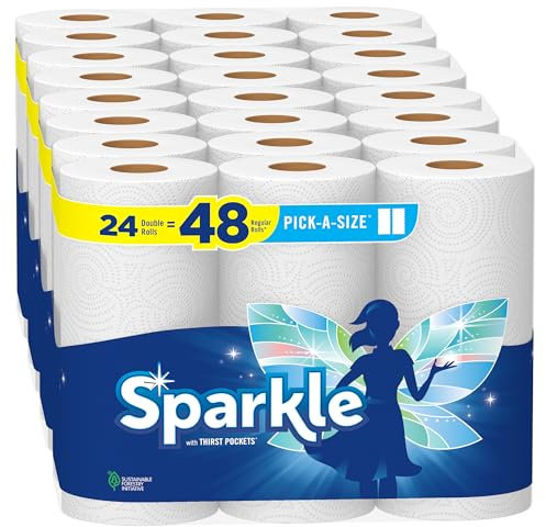 Sparkle® Pick-A-Size® Lot de 24 rouleaux de papier essuie-tout double = 48 rouleaux ordinaires