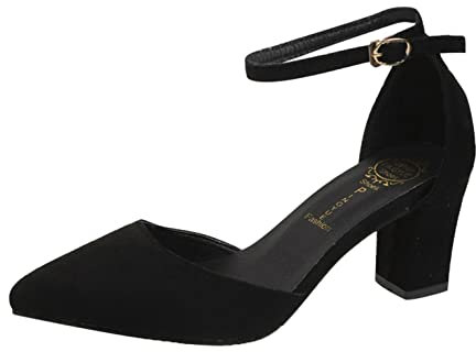 Celucke Pumps Damen Sommer Sandalen Riemchensandalen Dicker Absatz High Heel Schnalle Geschlossene Schuhe Lässig Spitze Zehe Sandaletten Damenschuhe Absatzschuhe