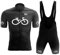 Herren Radtrikot Set Fahrrad Kurzarm Set mit 9D gepolsterten Trägerhosen MTB Rennrad Fahrradtrikot Fahrrad Shirts Bib Atmungsaktiv Schnell Trocknend für Radfahren MTB Jogging (Schwarz A,L)